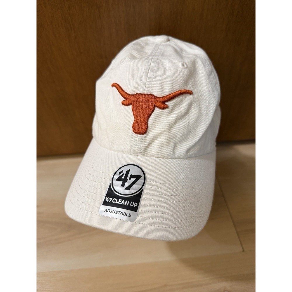 Texas Longhorns NCAA '47 Brand White Clean Up Adjustable Strapback Hat New